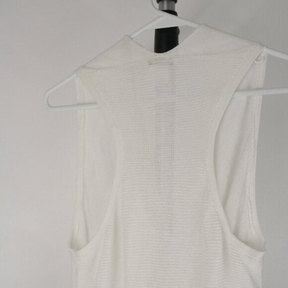 Club Monaco White Drape Plunge Cowlneck Asymmetrical Sleeveless Knit Top Sz M - Picture 5 of 11